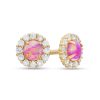 Banter Child'S Simulated Pink Opal And Cubic Zirconia Frame Stud Earrings In 14K Gold Earrings