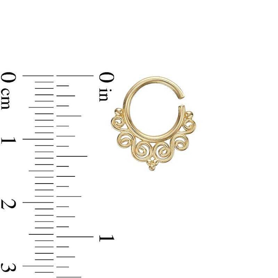 Banter 018 Gauge 8Mm Beaded Filigree Scroll Nose Ring In 10K Gold - 5/16" Nose